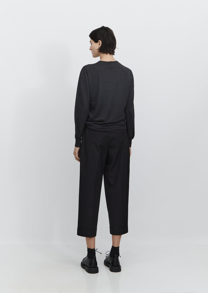 Deep Pleat Wool & Cotton Trouser