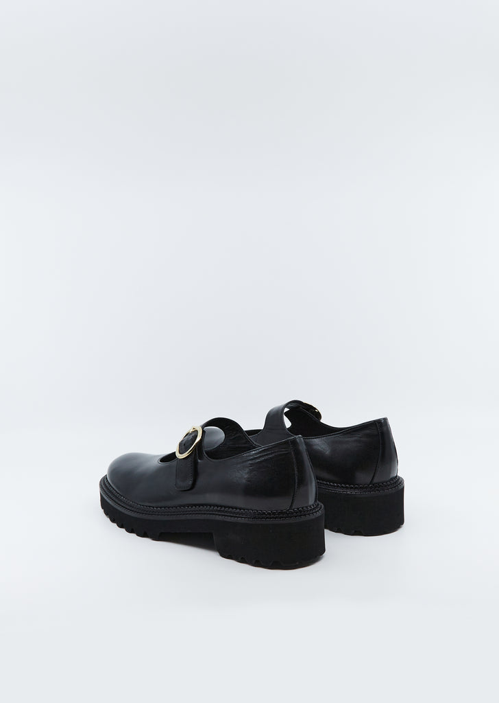 Gold Buckle Leather Maryjanes