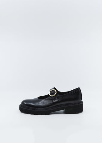 Gold Buckle Leather Maryjanes
