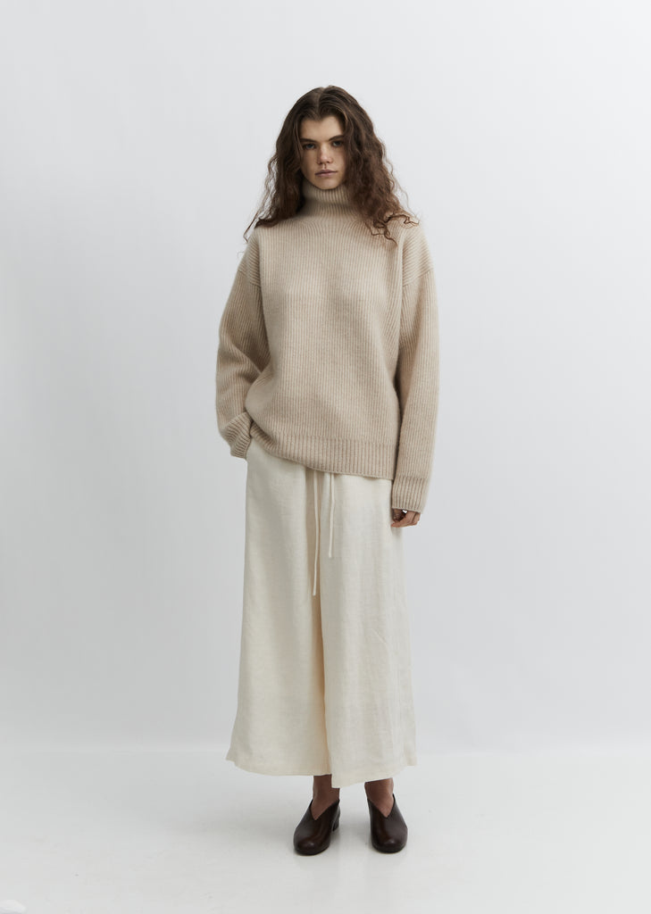 Double Rib Cashmere Turtleneck Sweater