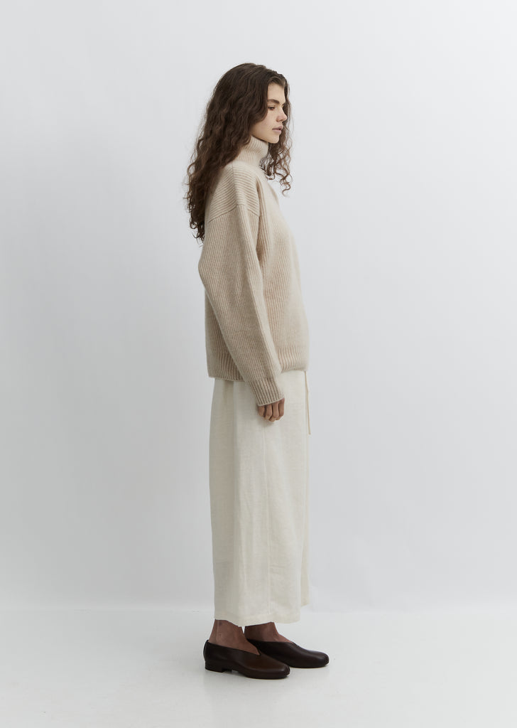 Double Rib Cashmere Turtleneck Sweater