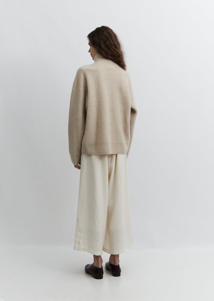 Double Rib Cashmere Turtleneck Sweater