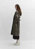 Vegan Leather Trench Coat — Khaki