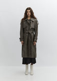 Vegan Leather Trench Coat — Khaki