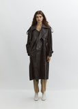 Vegan Leather Trench Coat — Brown
