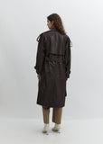 Vegan Leather Trench Coat — Brown