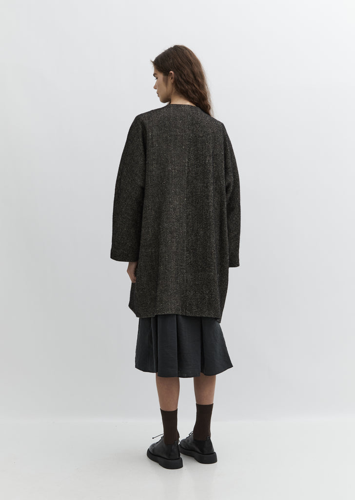 Collarless Patch Pocket Coat