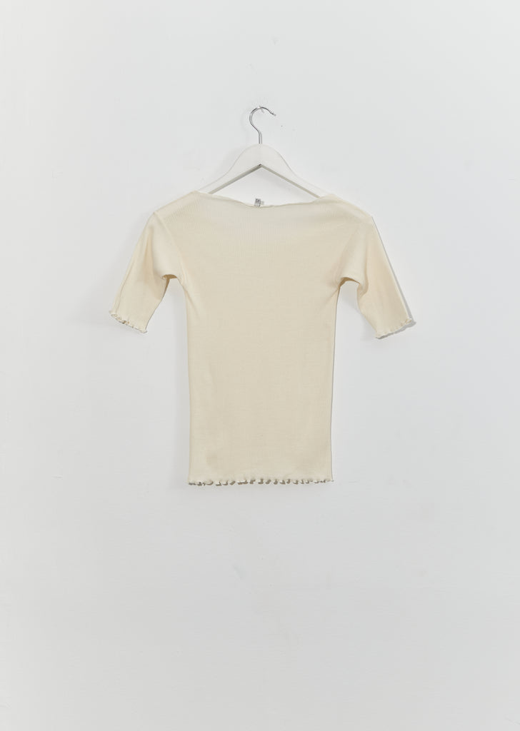Pama Rib Organic 3/4 Tee — Off White