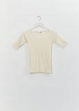 Pama Rib Organic 3/4 Tee — Off White