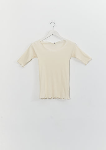 Pama Rib Organic 3/4 Tee — Off White