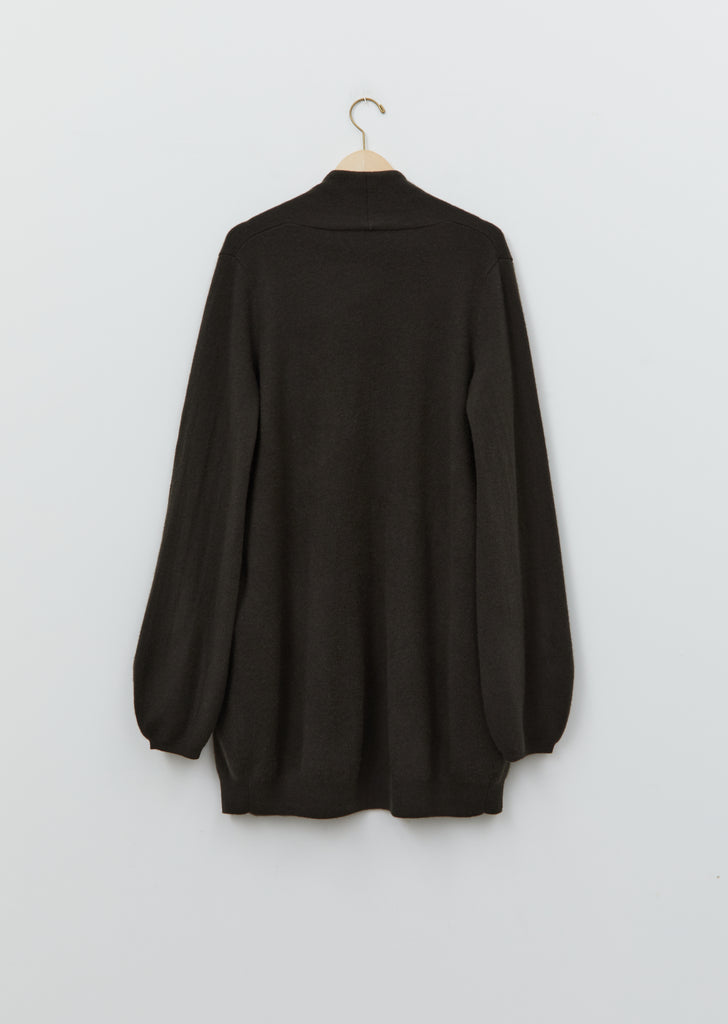 Cashmere Straight Cardigan w/ Wide Arm