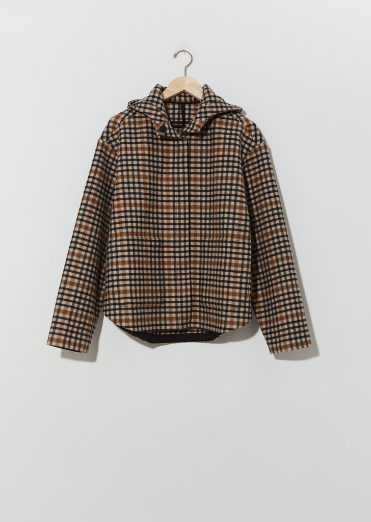 Checked Wool Hoodie Jacket