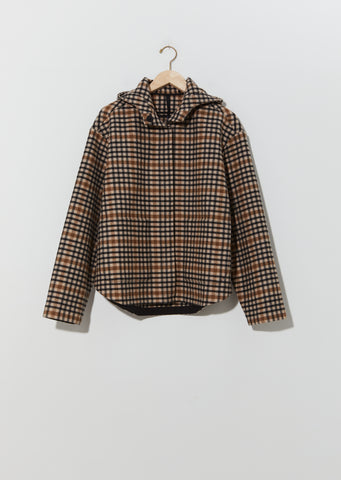 Checked Wool Hoodie Jacket