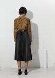 Satin Finish Long Pleated Skirt