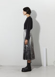 Lame Taffeta Long Pleated Skirt