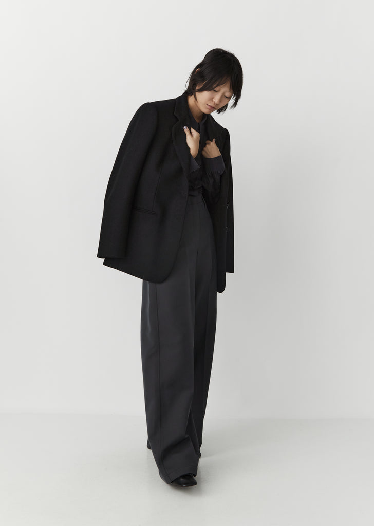 Long Single Breasted Jacket — Black