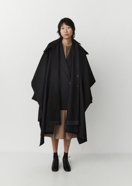 nalaナラ Wool cape coat ポンチョ コート BLACK 黒