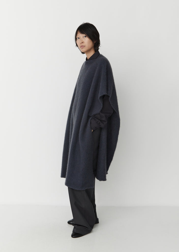 Shaggy Cashmere Cape — Blue