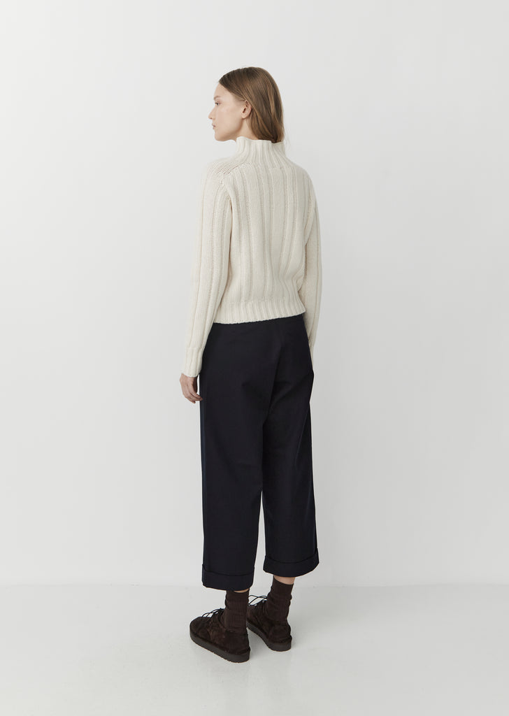 High Neck Ribbed Jumper — Chalk