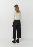 Wool & Cotton Cropped Turn Up Trouser