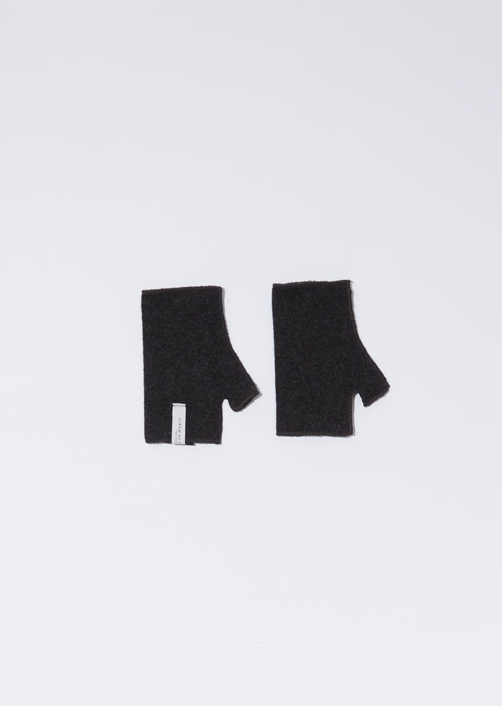 Cashmere Short Fingerless Gloves — Almost Black