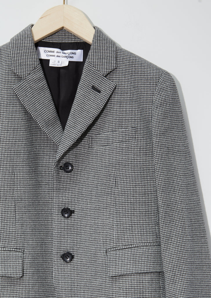 Wool Houndstooth Check Blazer