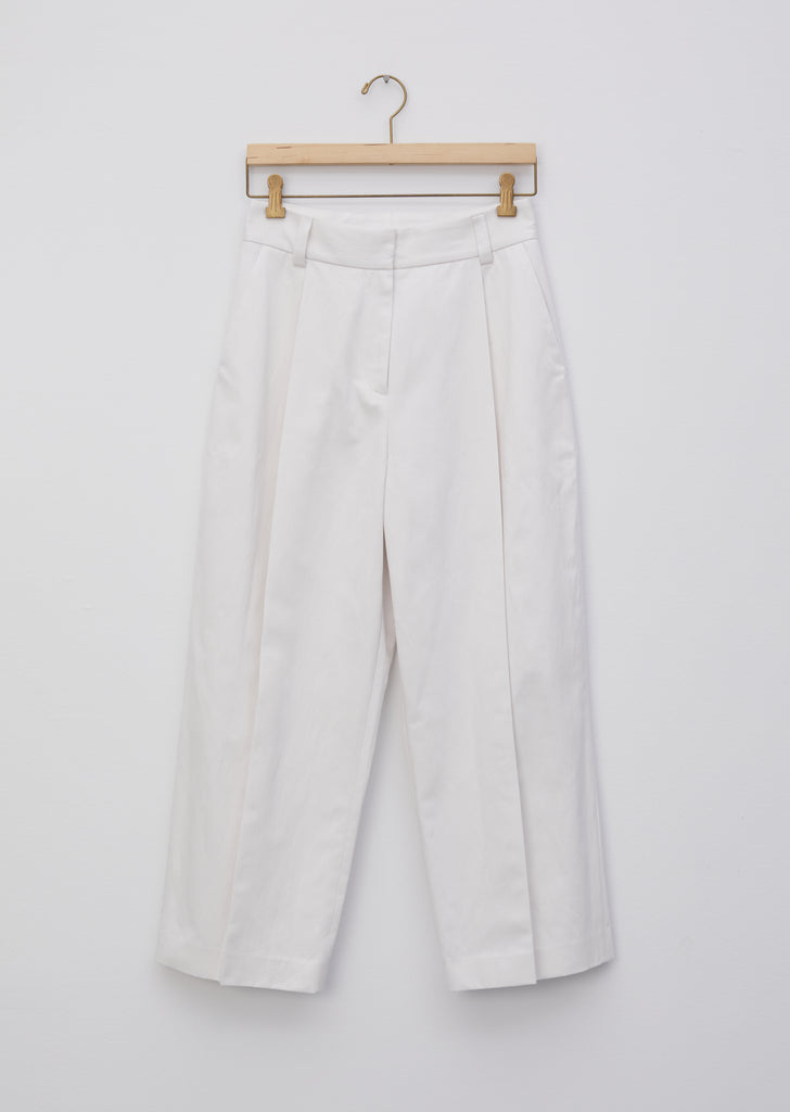 Cotton Linen Drill Deep Pleat Trouser