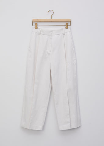 Cotton Linen Drill Deep Pleat Trouser