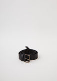 Leather High Belt with Buckle — Black