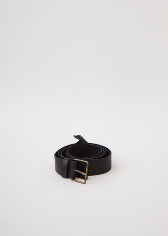 Leather High Belt with Buckle — Black