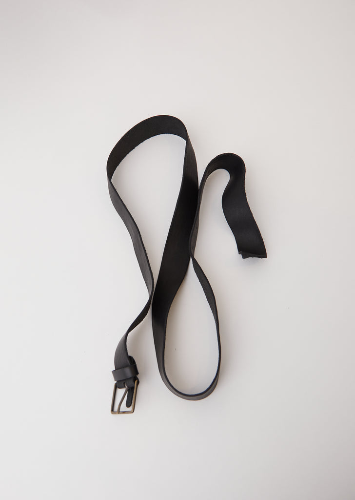 Leather High Belt with Buckle — Black