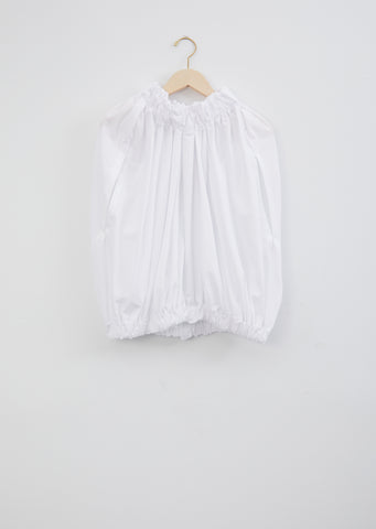 Cotton Broadcloth Ruched Shortsleeve Blouse