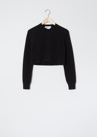 Worsted Wool Cropped Sweater — Black