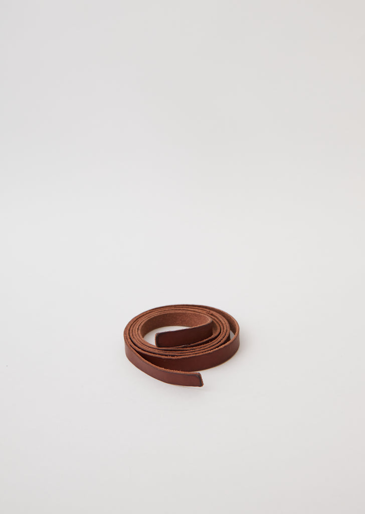 Narrow Leather Tie Belt — Papaya
