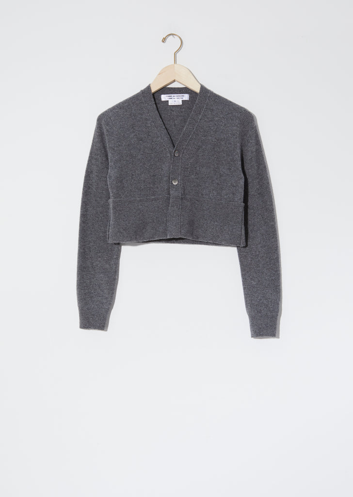 Worsted Wool Cropped Cardigan — Grey