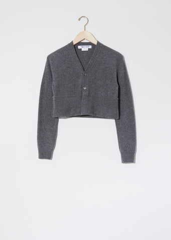 Worsted Wool Cropped Cardigan — Grey