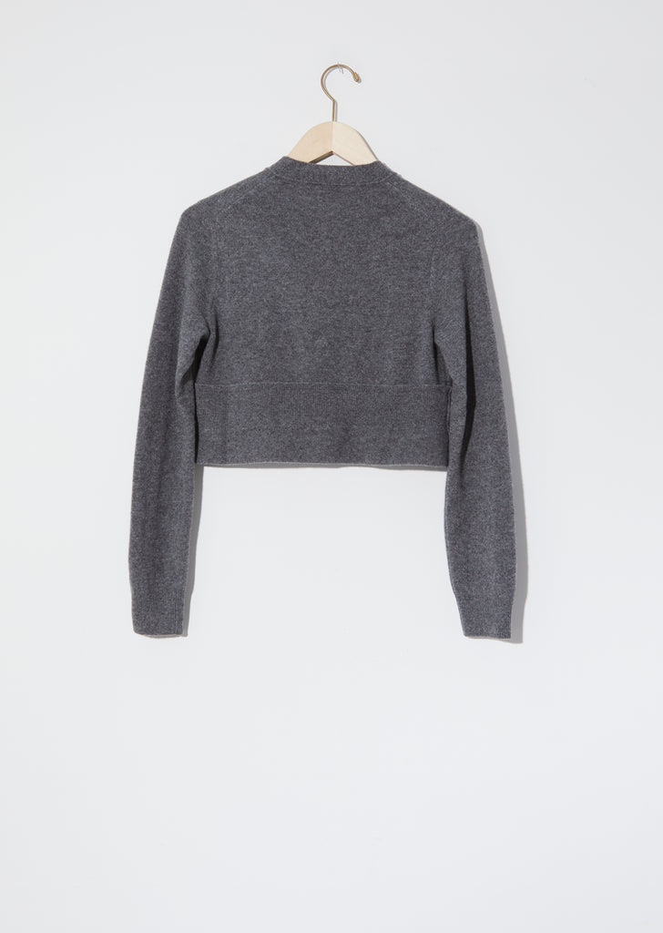 Worsted Wool Cropped Cardigan — Grey