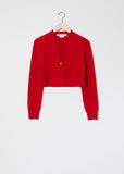 Worsted Wool Cropped Cardigan — Red