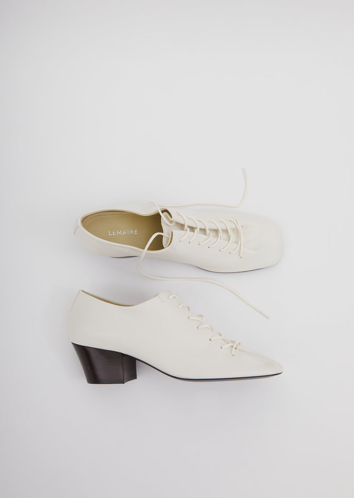 Heeled Derbies — White