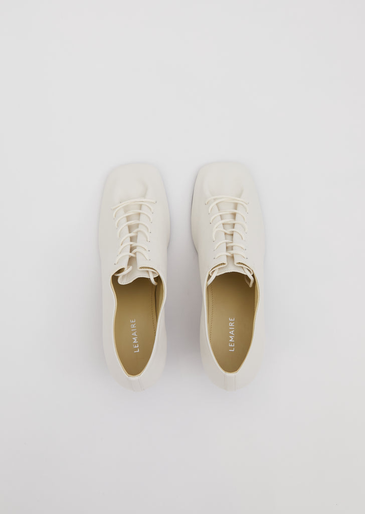 Heeled Derbies — White