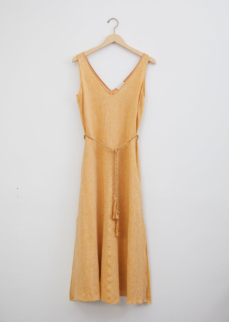 Shimmering Linen Dress with Belt