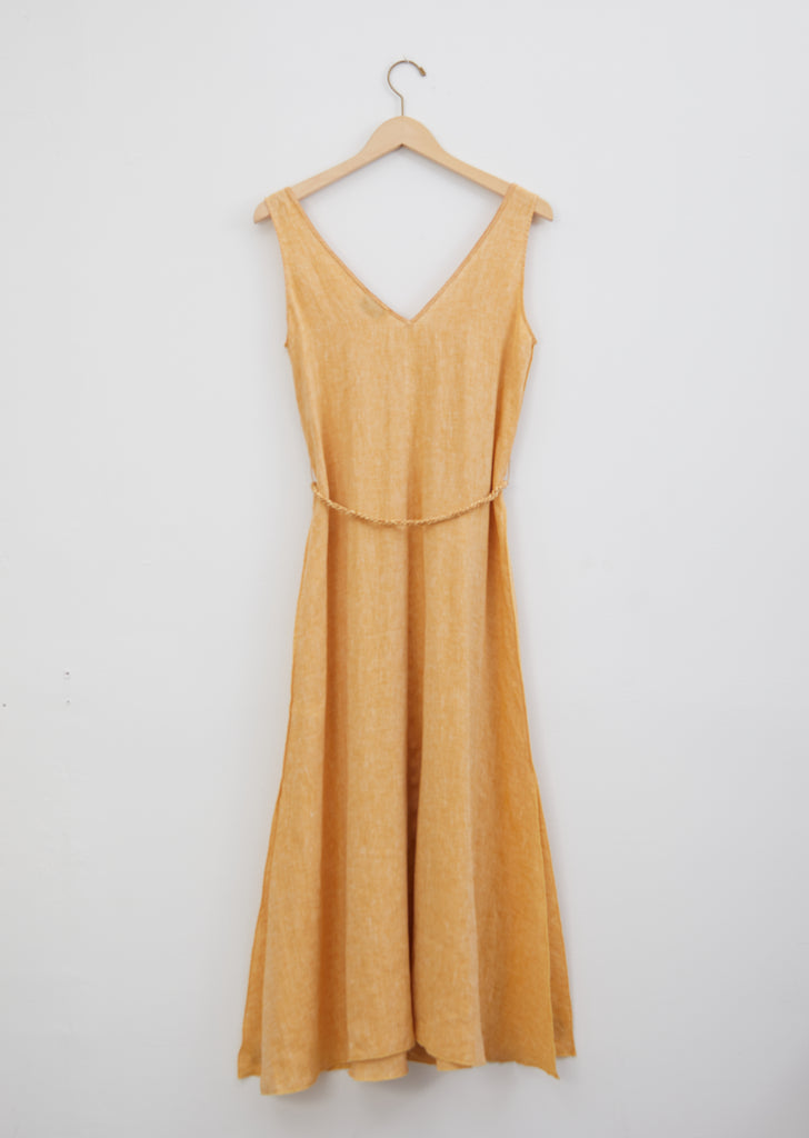 Shimmering Linen Dress with Belt
