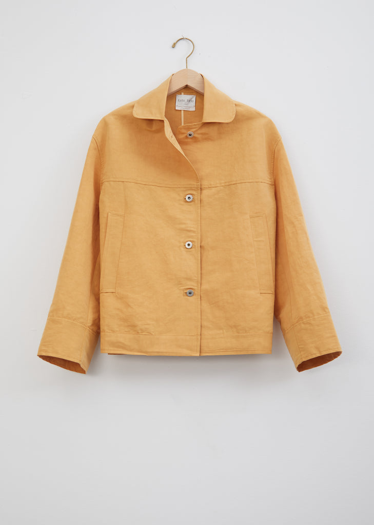 Slubbed Cotton & Linen Oversized Jacket