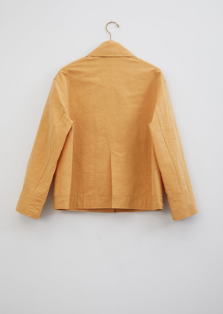 Slubbed Cotton & Linen Oversized Jacket