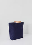 Leather Handle Canvas Tote — Navy
