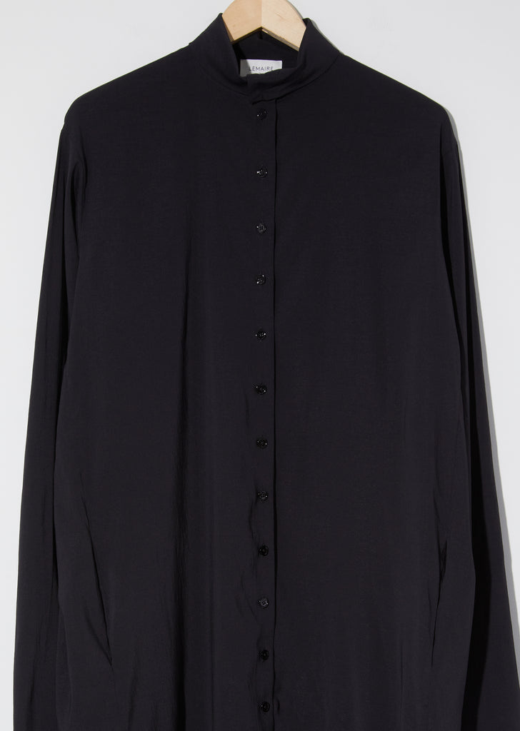 High-Collar Buttoned Dress