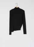High Collar Twisted Secondskin Top — Black