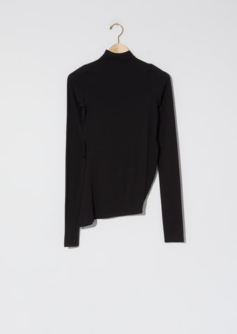 High Collar Twisted Secondskin Top — Black
