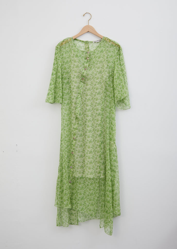 Dagny Fern Green Silk Chiffon Dress
