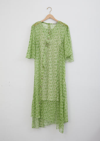 Dagny Fern Green Silk Chiffon Dress